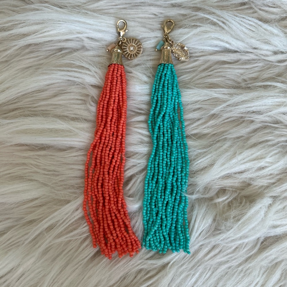 Premier Designs Coral and Turquoise Tassel Necklace Pendants